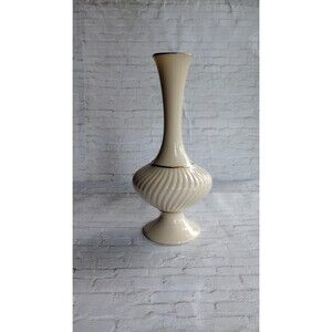Vintage Lenox Savoy Footed Bud Vase | Ivory Porcelain Gold Accents